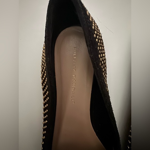 [Loeffler Randall] Black and Gold Studded Suede Flats Sz: 8.5B